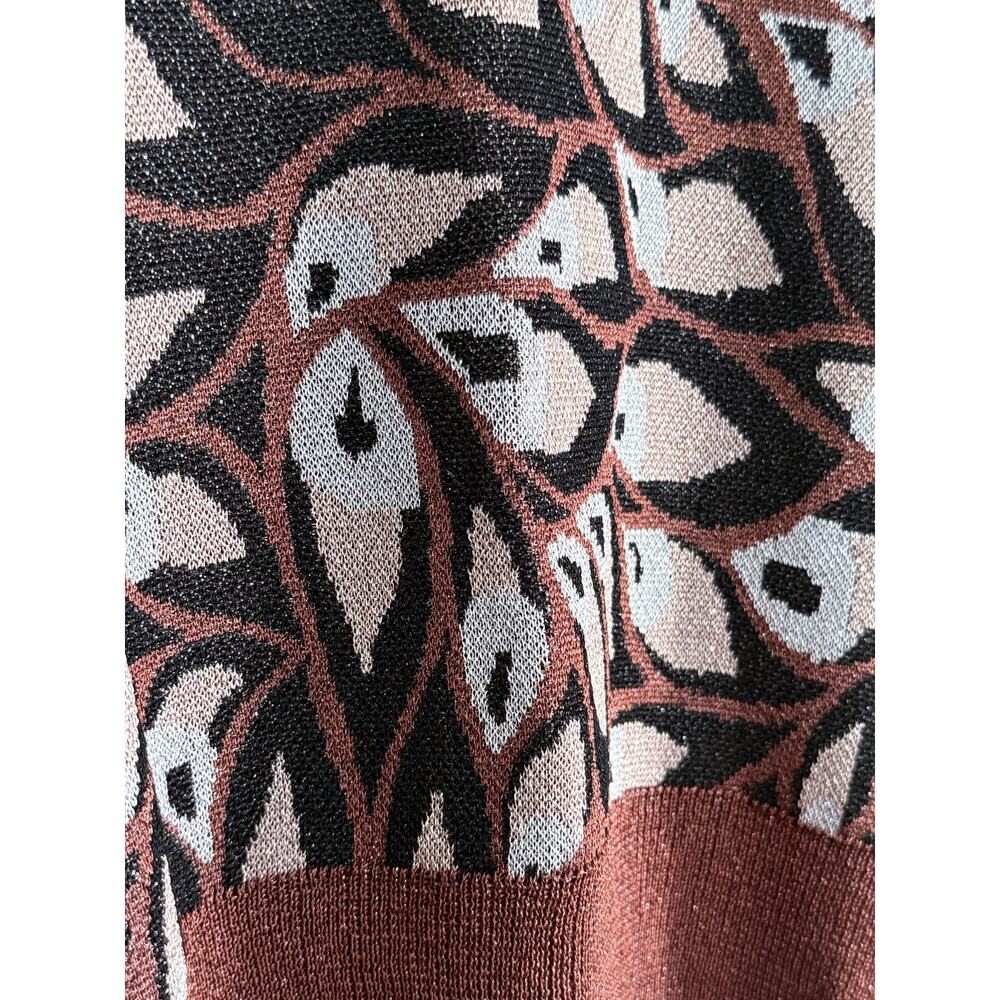 HAPPY SHEEP Italy brown tan beige metallic lurex Pine long sleeve sweater top - Picture 3 of 8
